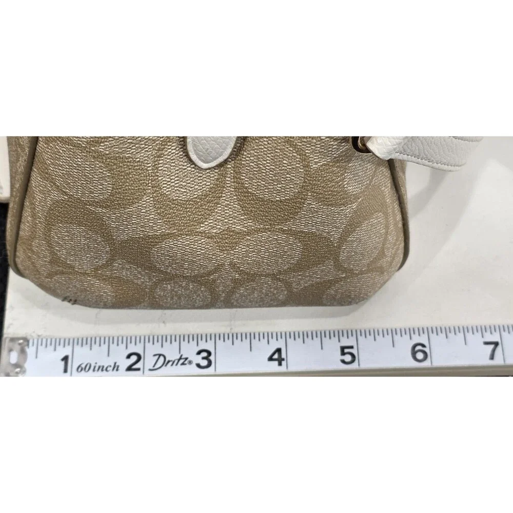 Coach Mini Margot Carryall Khaki Brown Signature C Coated Canvas Purse F34065